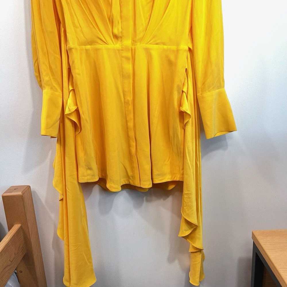 Acler | Bollard Yellow Tie-Front Silk-Blend Mini … - image 6