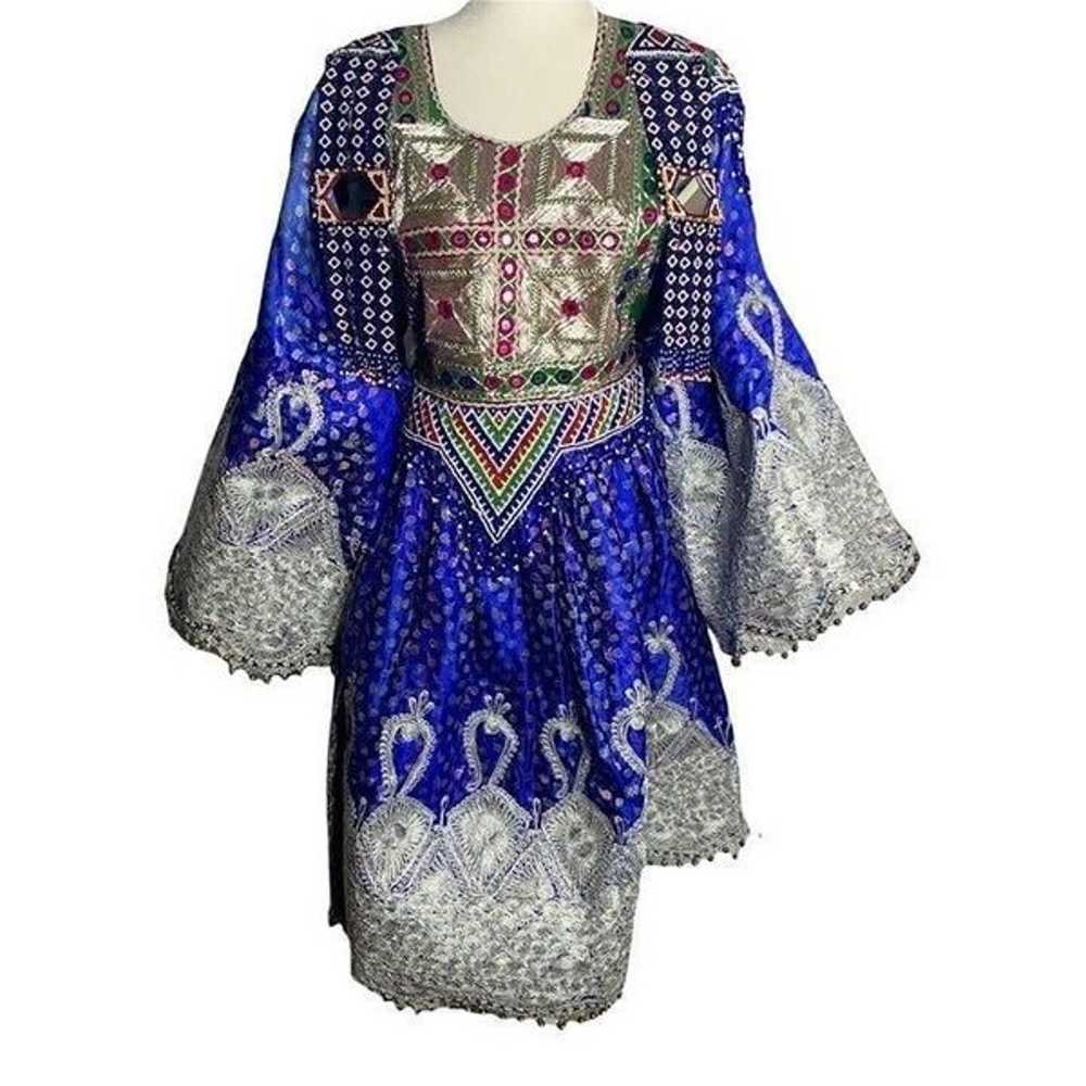 Traditional Handmade Afghan Kuchi Dress S Blue Be… - image 3