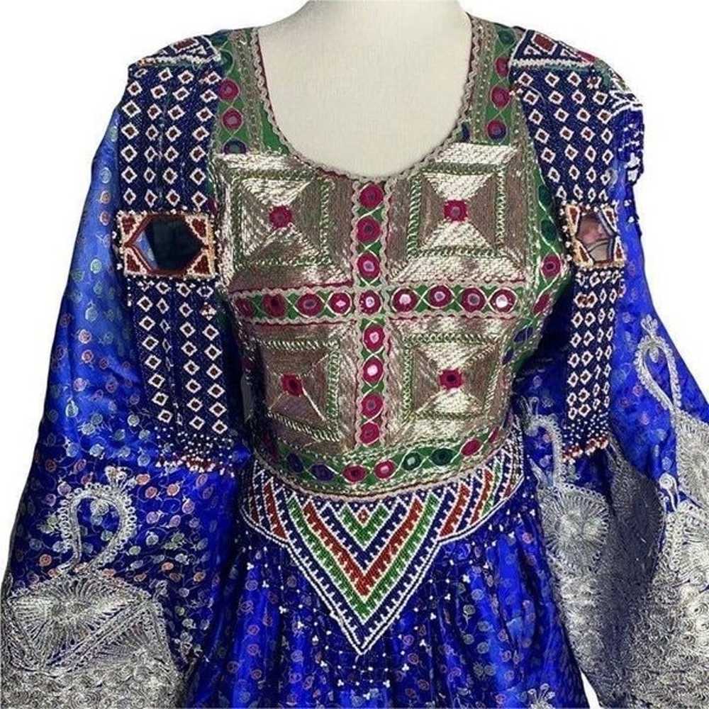 Traditional Handmade Afghan Kuchi Dress S Blue Be… - image 4
