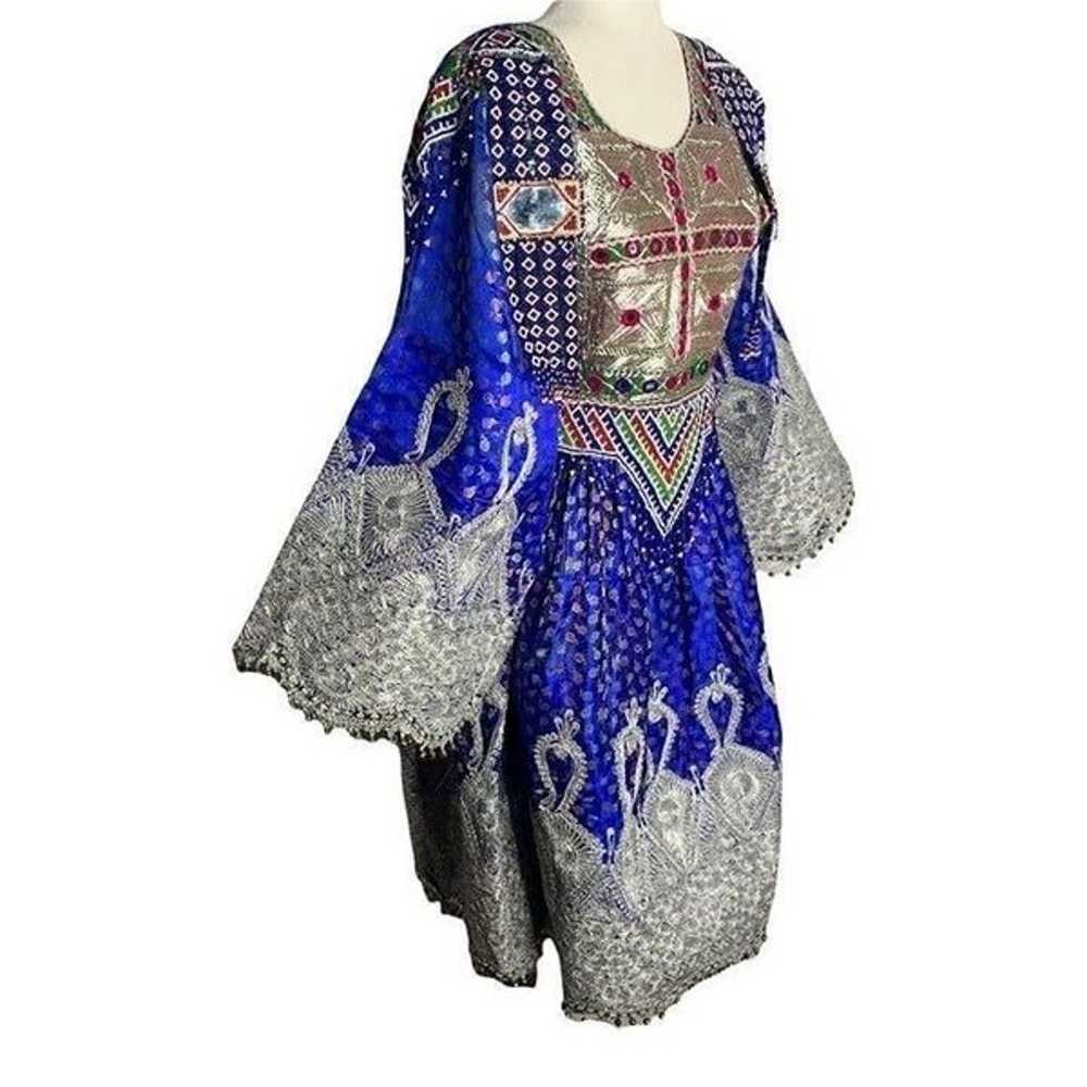 Traditional Handmade Afghan Kuchi Dress S Blue Be… - image 5