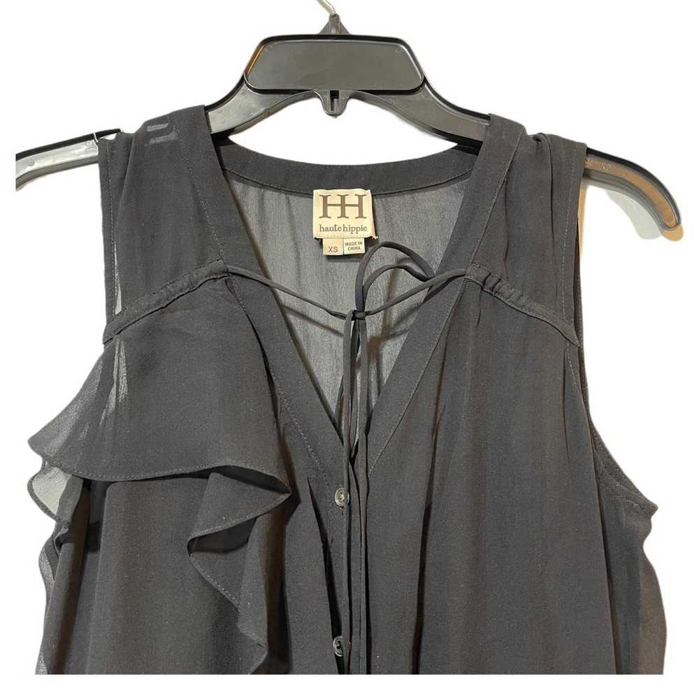 Haute Hippie Silk Sheer Maxi Dress Size XS Black … - image 5