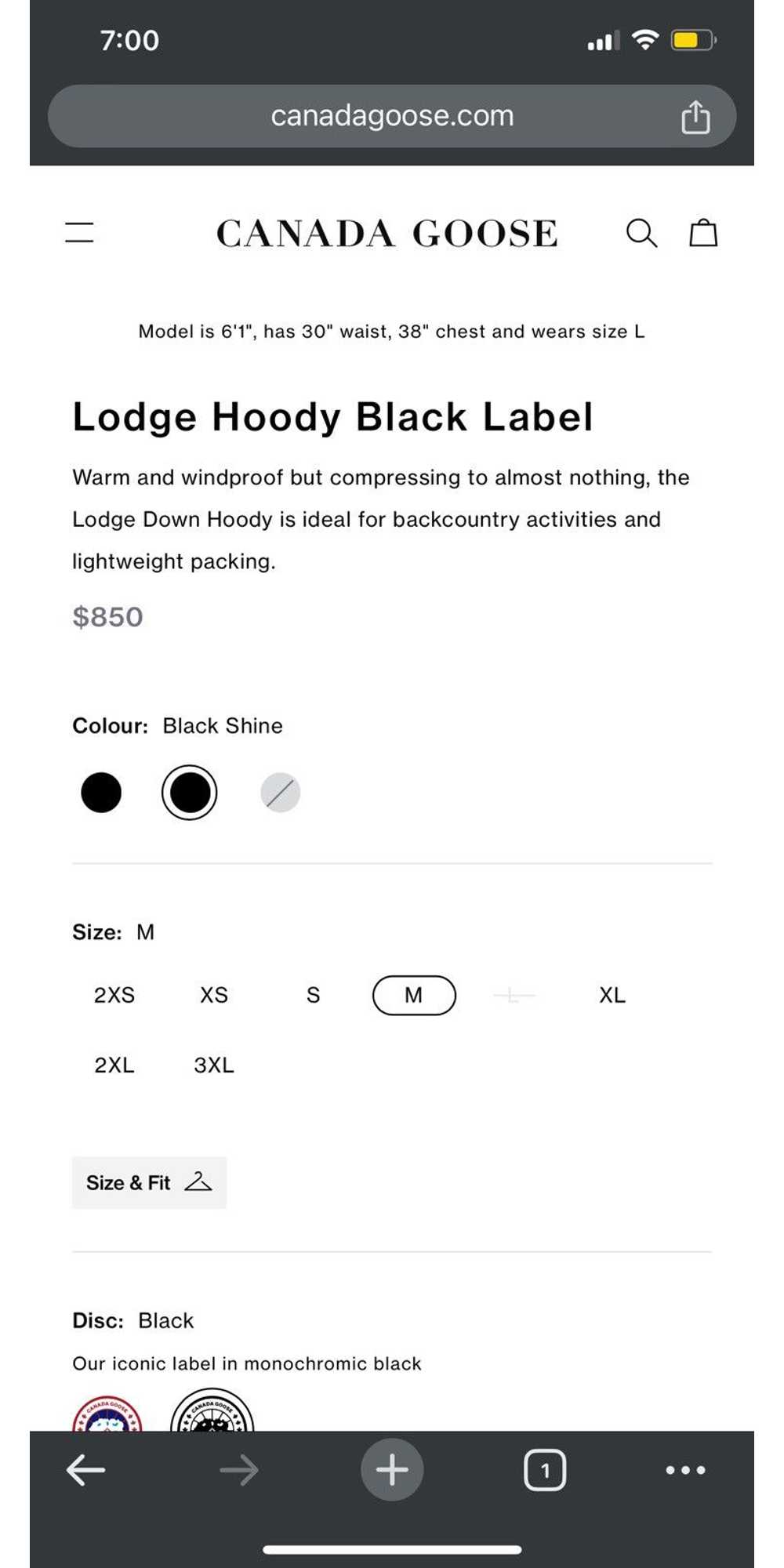 Canada Goose Lodge Hoody Black Label - image 2