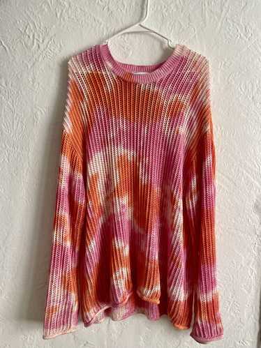 Zara PINK ORANGE & WHITE - Knit throw over sweater