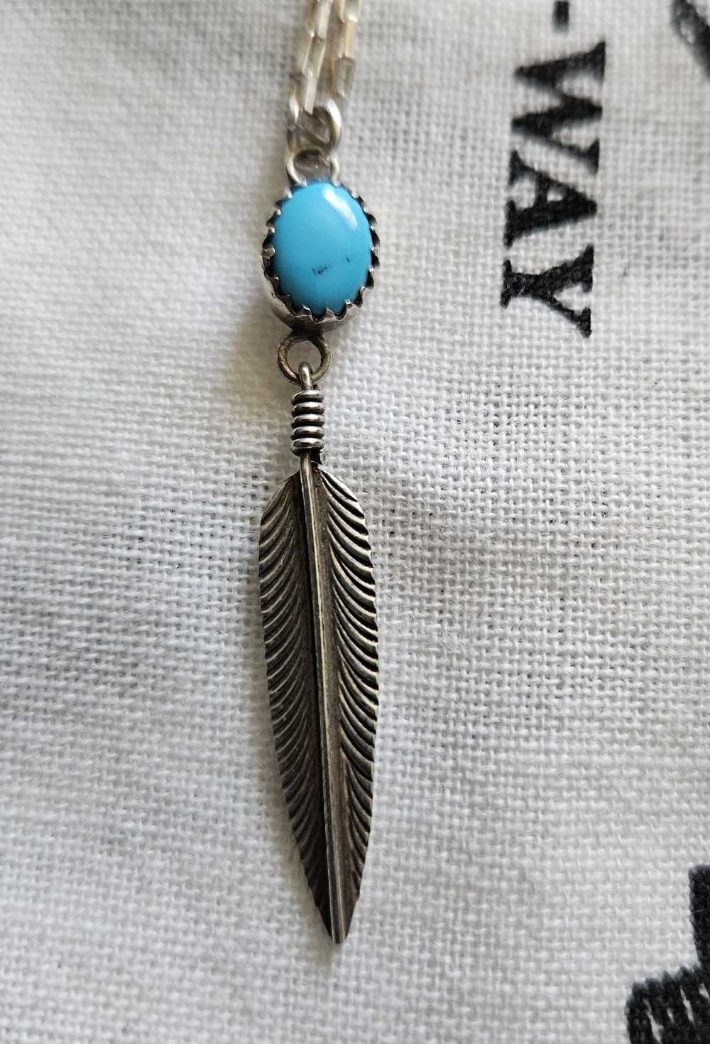 Vintage Sterling Silver and turquoise Navajo neck… - image 2