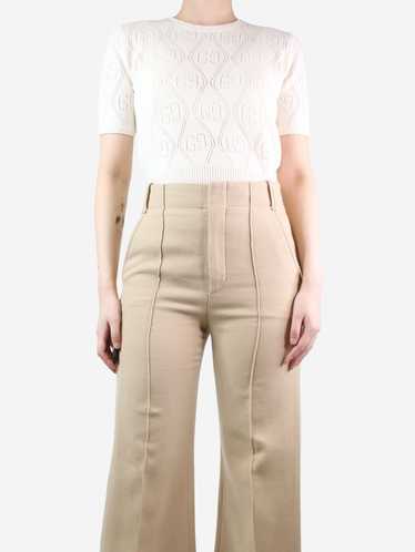 Gucci Cream logo cutout cropped knit top - size S - image 1