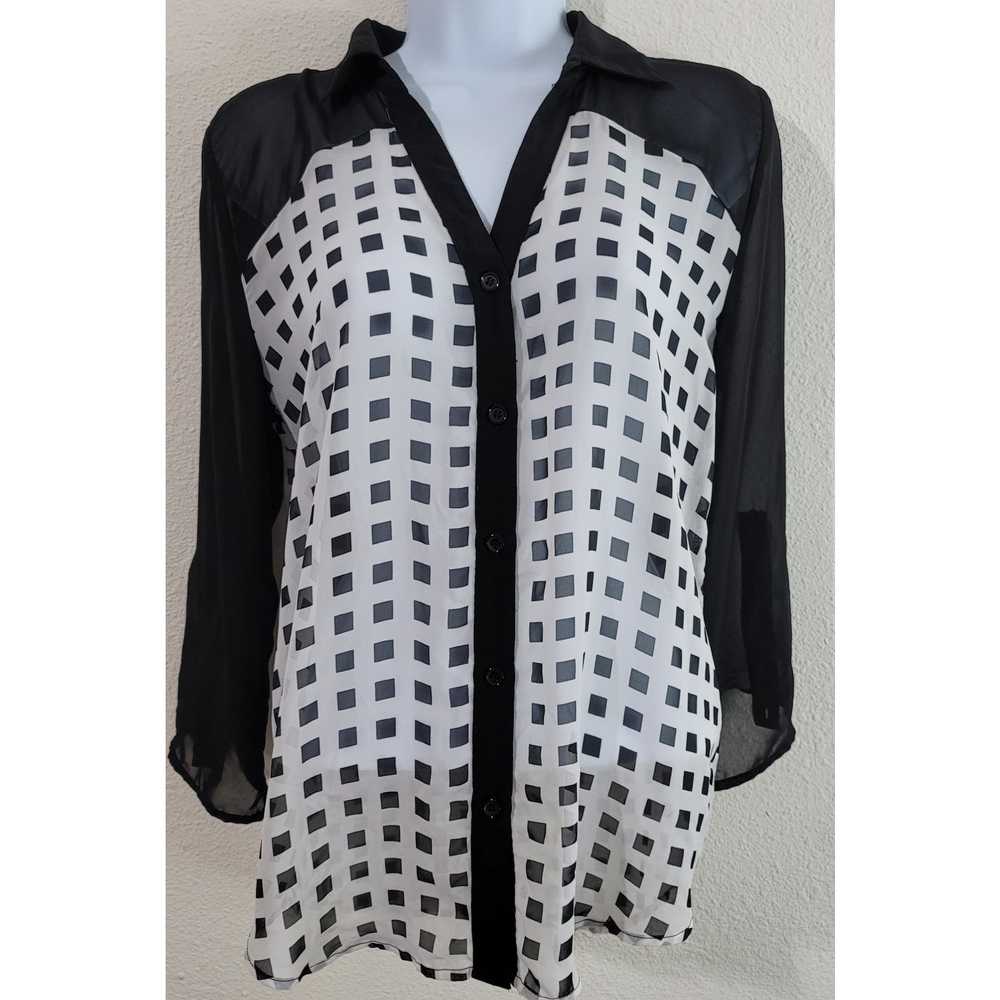Other Maurices Black White Checker Sheer Button U… - image 1