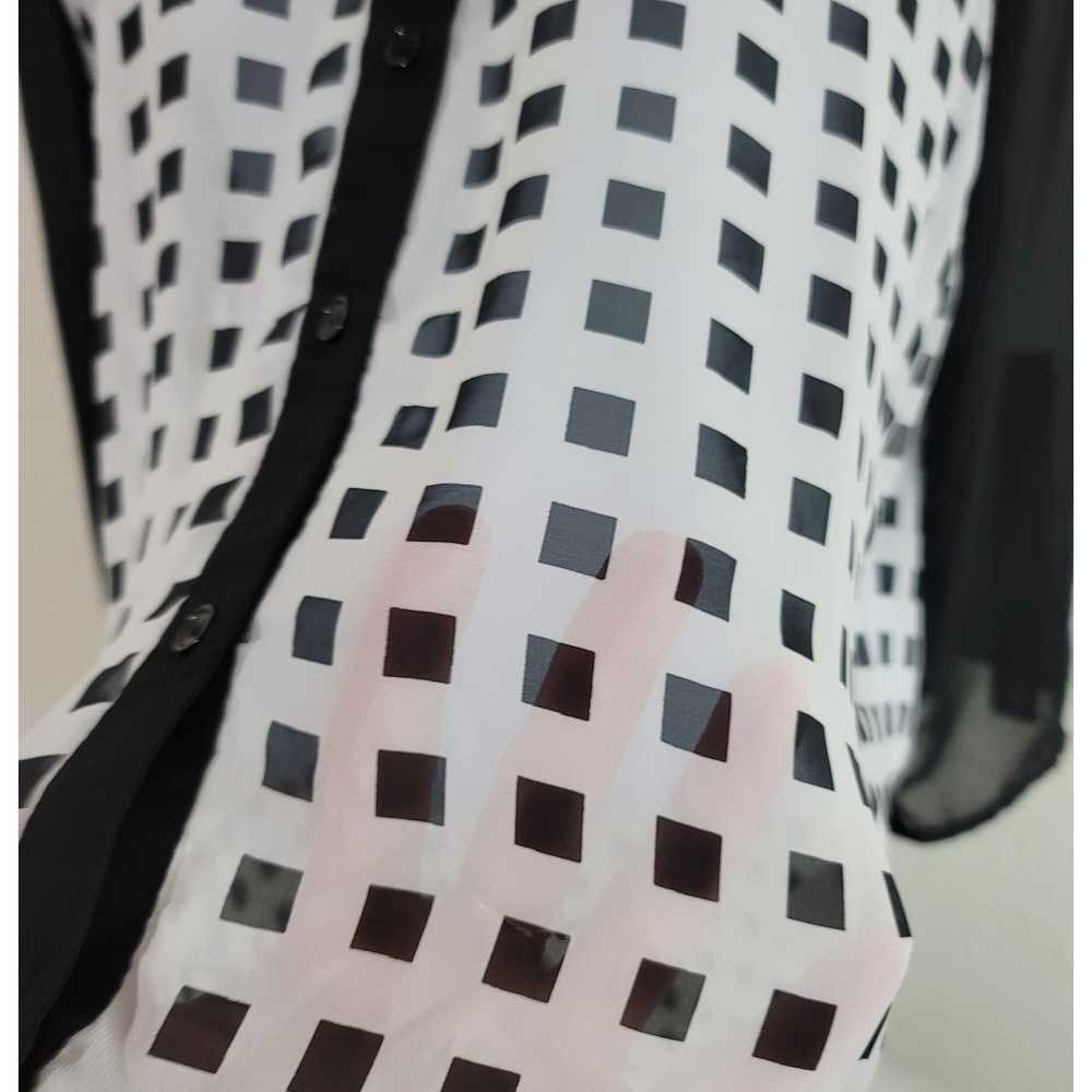 Other Maurices Black White Checker Sheer Button U… - image 2