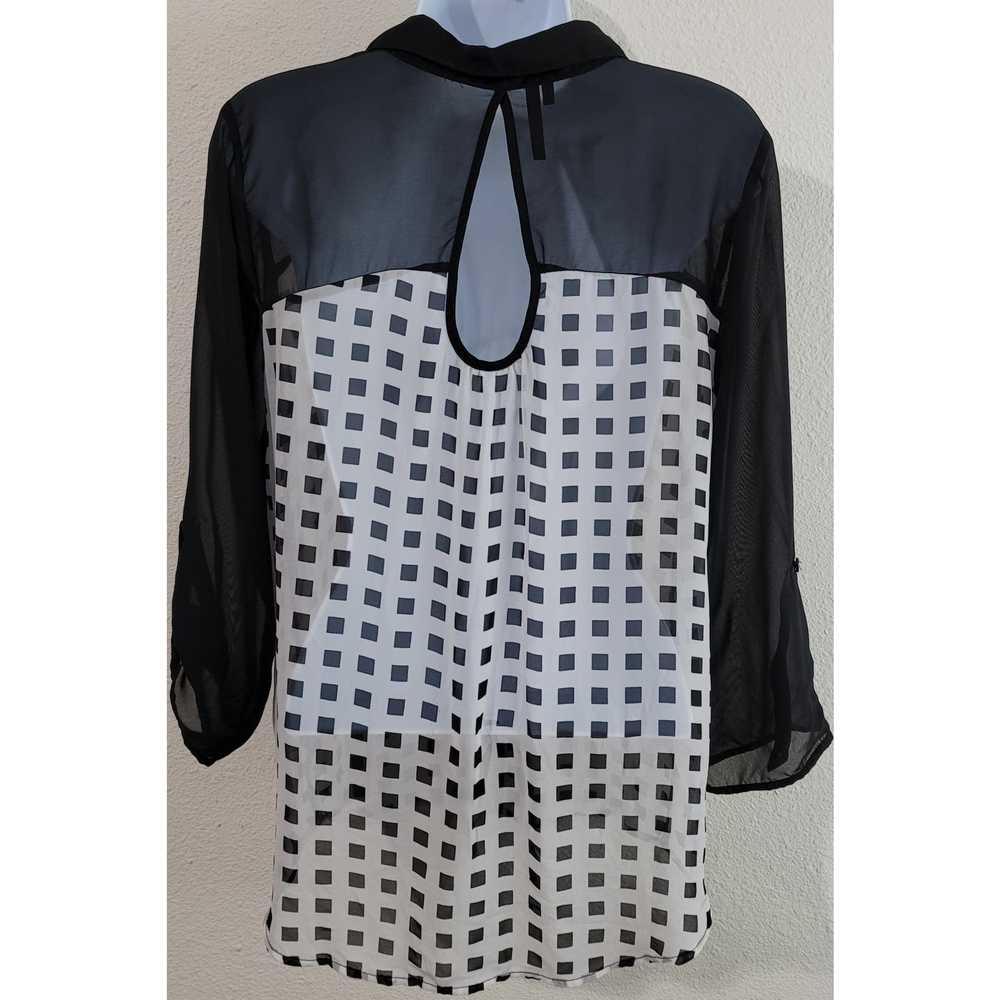 Other Maurices Black White Checker Sheer Button U… - image 3
