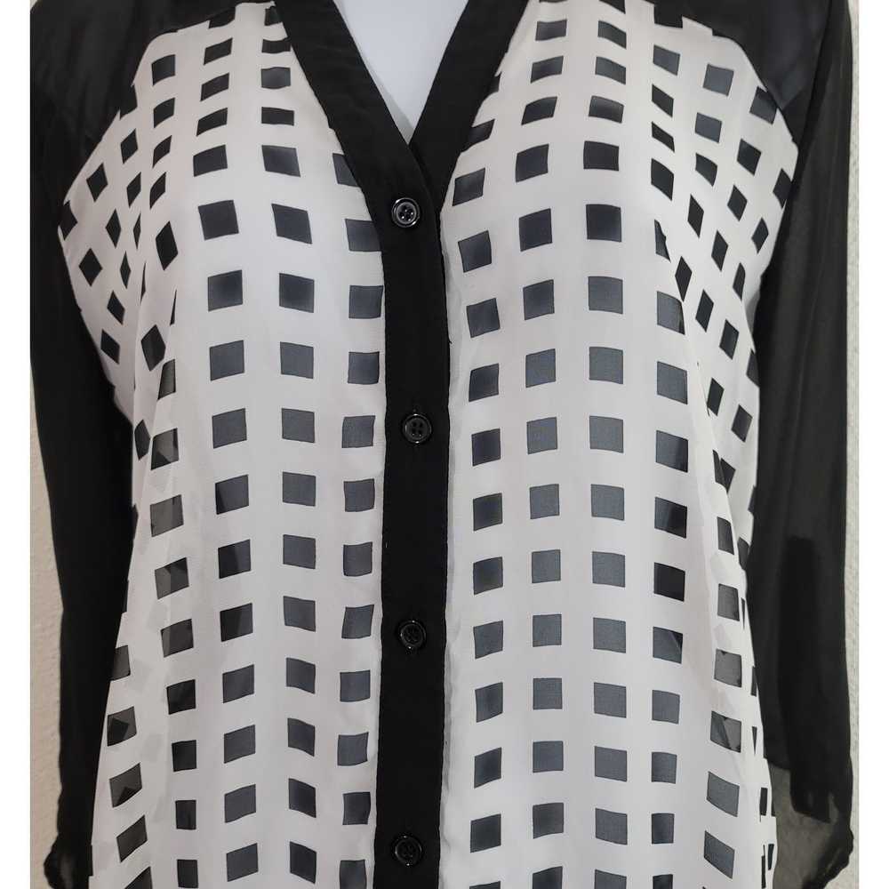 Other Maurices Black White Checker Sheer Button U… - image 5