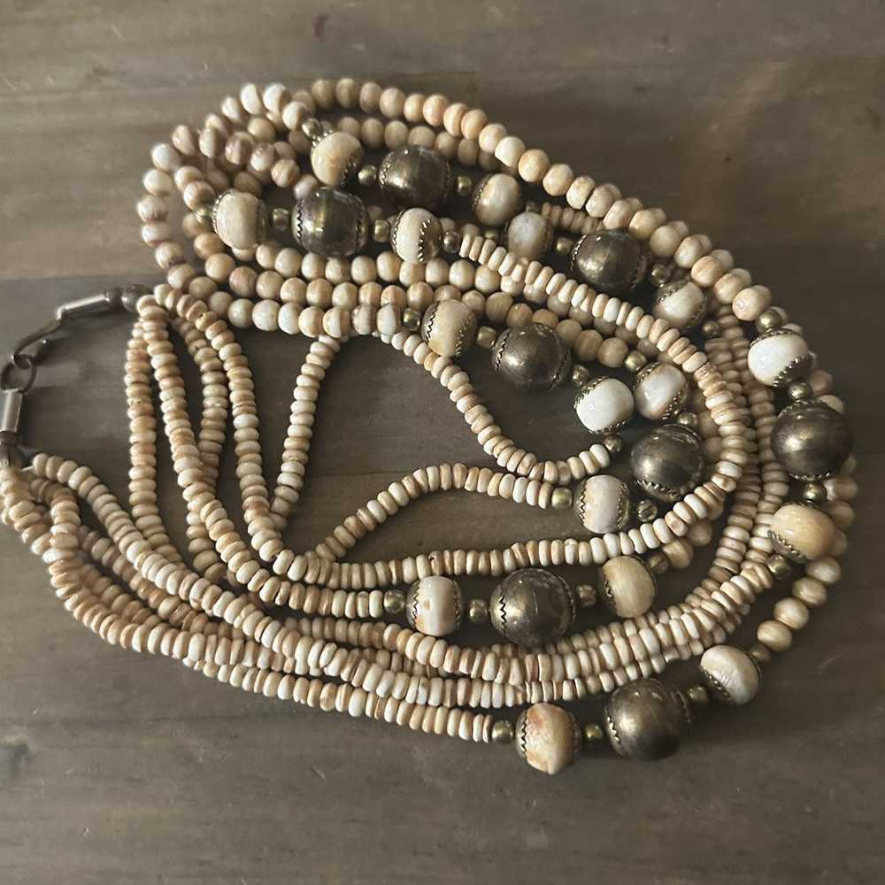 Vintage Vintage long multi strand shell bead neck… - image 2