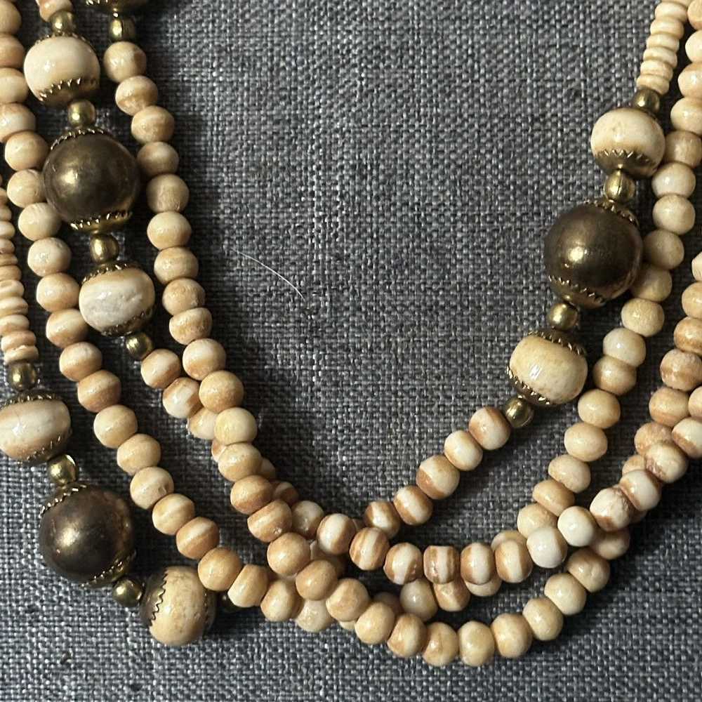 Vintage Vintage long multi strand shell bead neck… - image 3