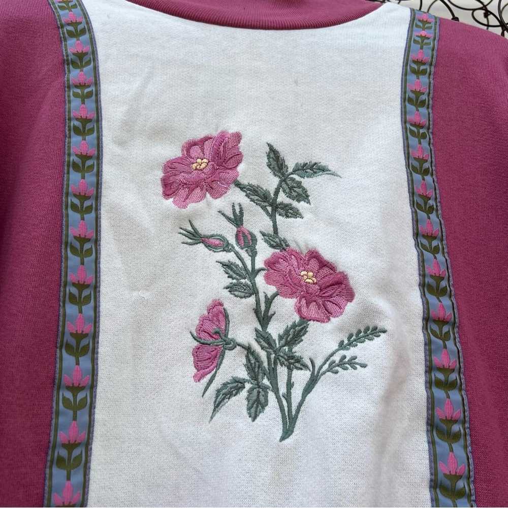 Vintage 90s Pink colorblock floral embroidered gr… - image 3