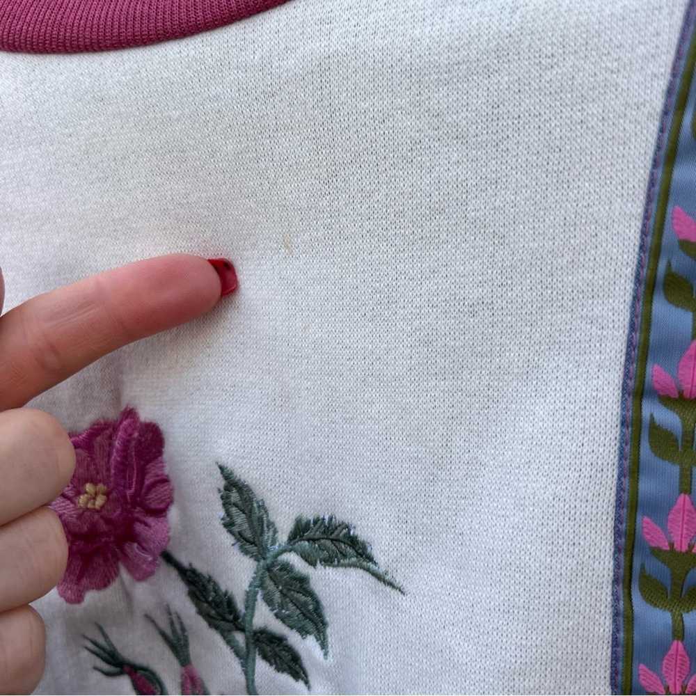 Vintage 90s Pink colorblock floral embroidered gr… - image 4