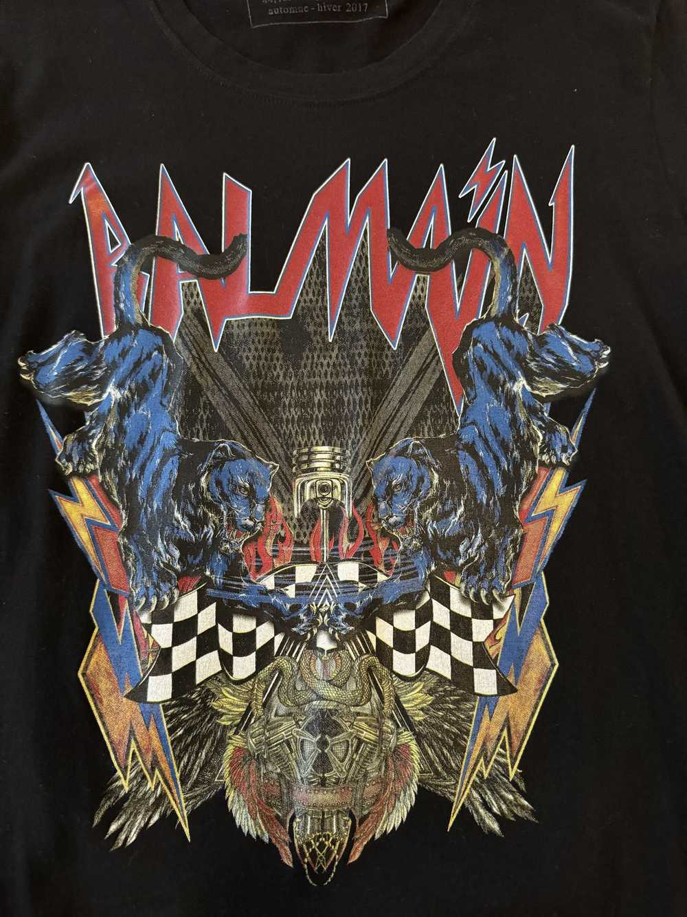 Balmain Balmain mens black rocker graphic t-shirt… - image 2