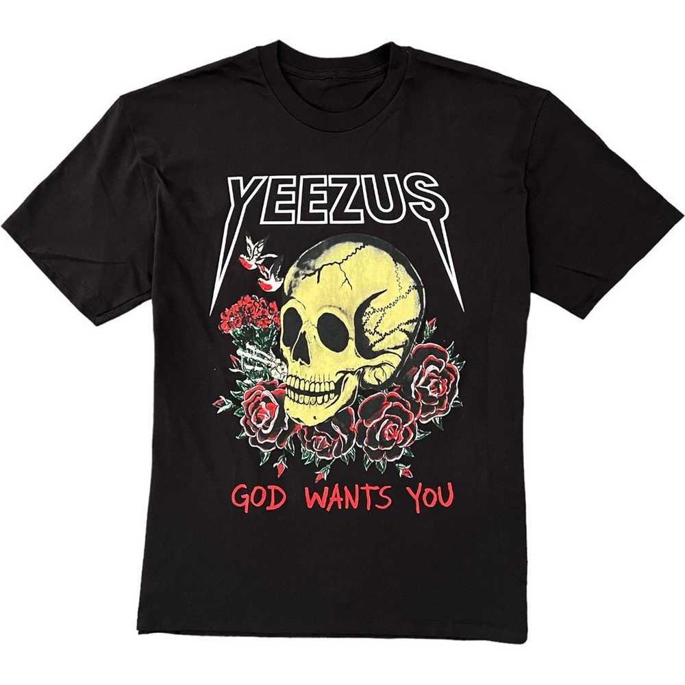 Yeezus God Wants You Skull and Flowers T-shirt XL - image 2