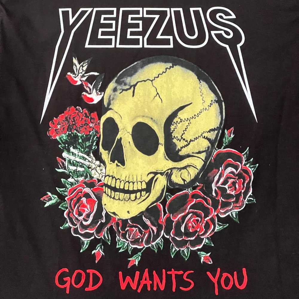 Yeezus God Wants You Skull and Flowers T-shirt XL - image 3