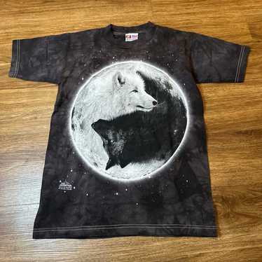 The Mountain Yin Yang Moon Wolves Black White Tie… - image 1