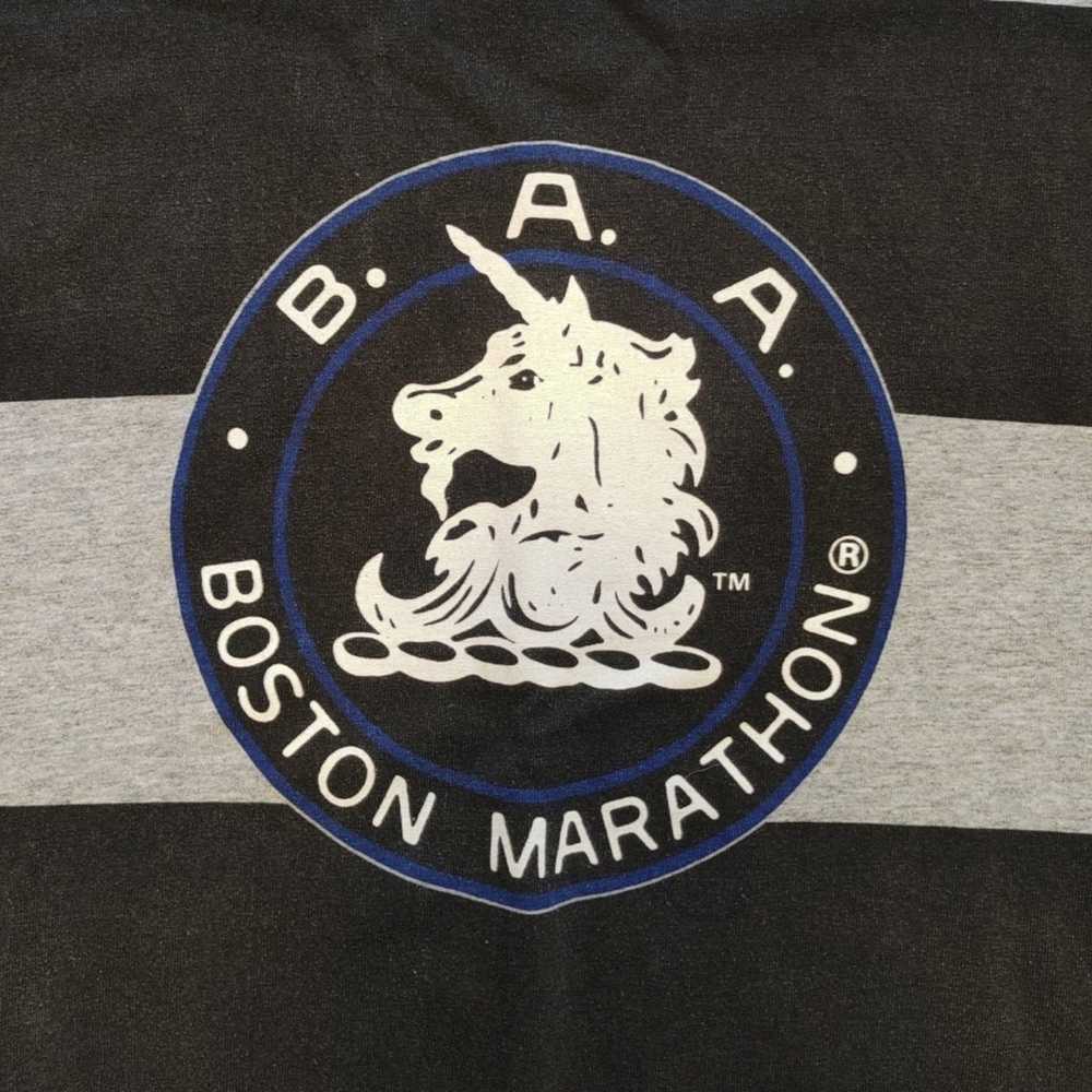 Vintage Adidas Boston Marathon Men's Striped Tshi… - image 2