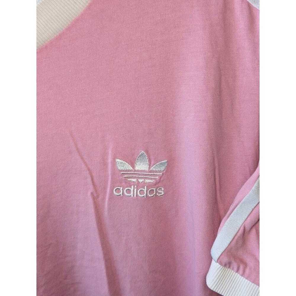 Vintage Unisex Pink Adidas Triple Striped T-Shirt… - image 2