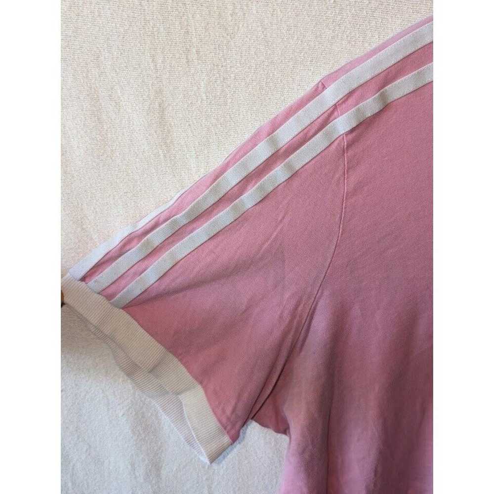 Vintage Unisex Pink Adidas Triple Striped T-Shirt… - image 4
