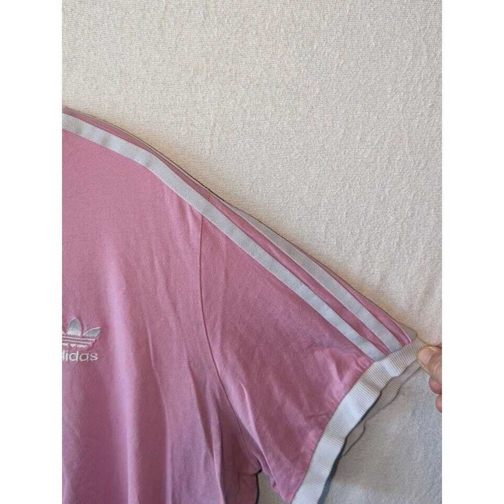 Vintage Unisex Pink Adidas Triple Striped T-Shirt… - image 5