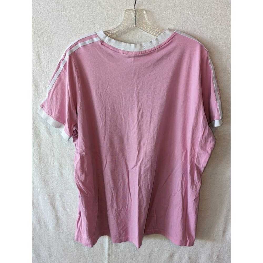 Vintage Unisex Pink Adidas Triple Striped T-Shirt… - image 6