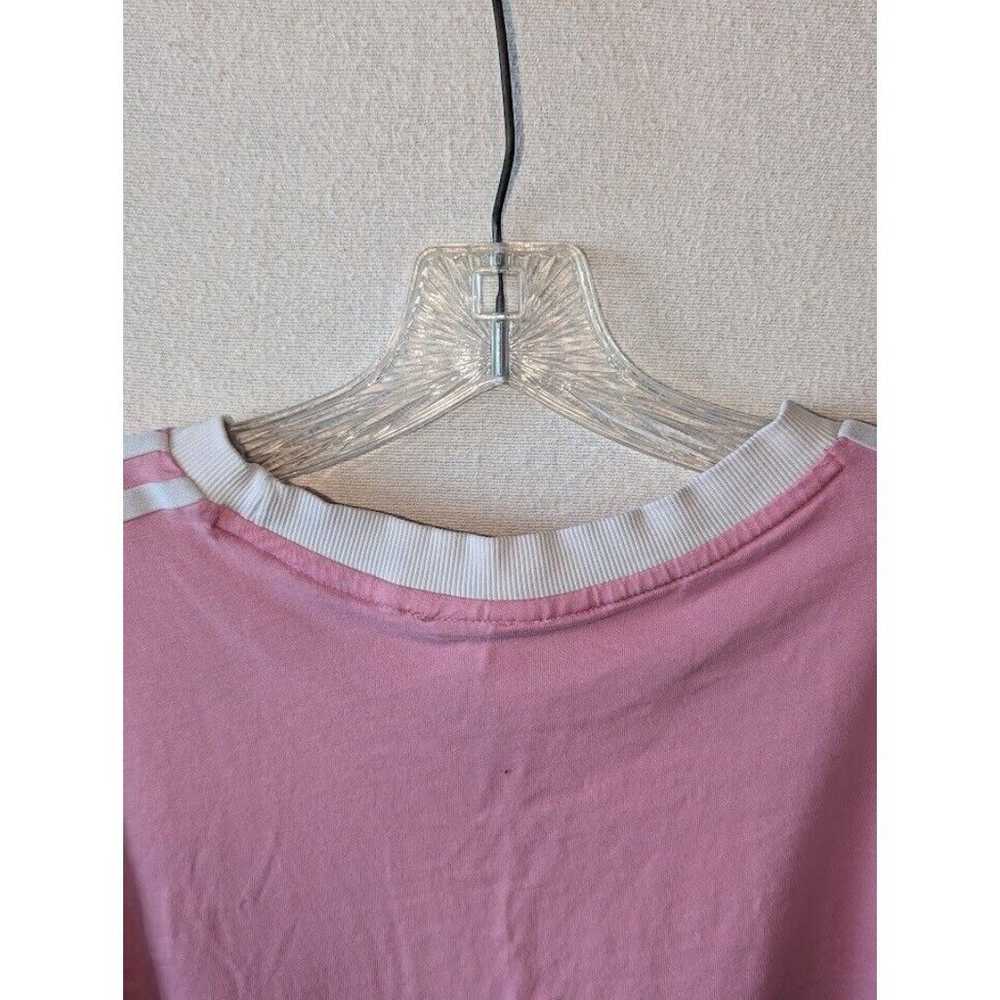 Vintage Unisex Pink Adidas Triple Striped T-Shirt… - image 7
