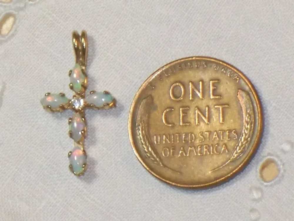 Vintage Marquise Opal Cross Pendant 1/20 14K GF S… - image 4