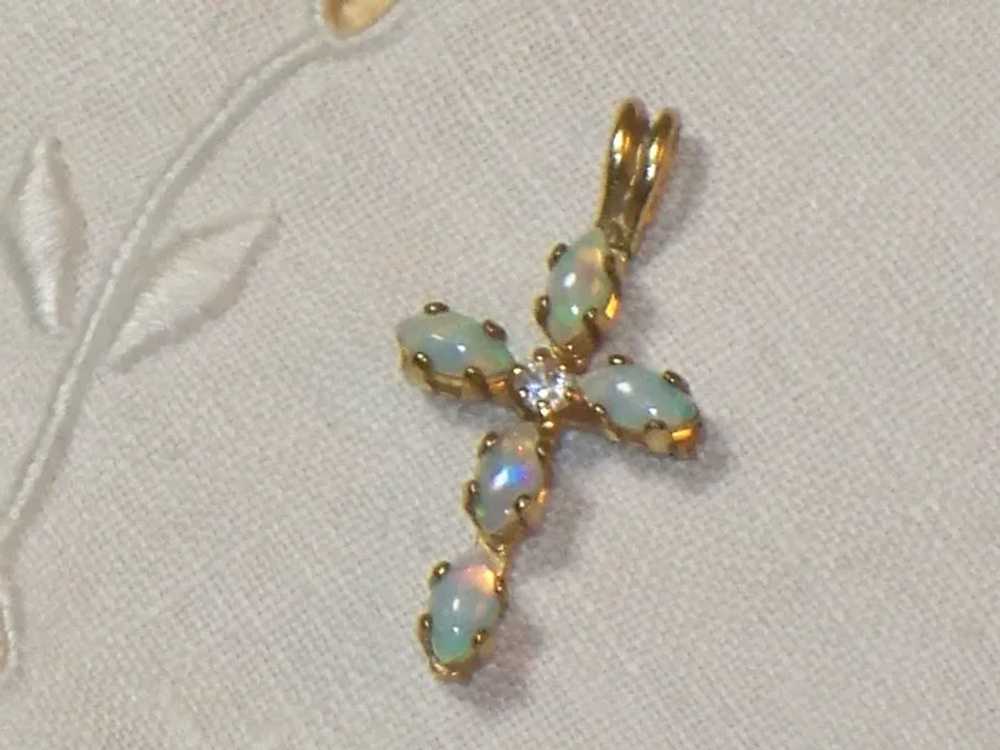 Vintage Marquise Opal Cross Pendant 1/20 14K GF S… - image 7