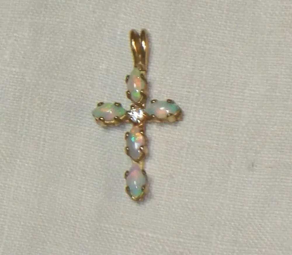 Vintage Marquise Opal Cross Pendant 1/20 14K GF S… - image 9