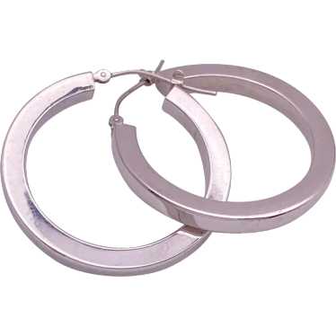 Classic Hoop Earrings 14K White Gold 1-1/4" Length - image 1