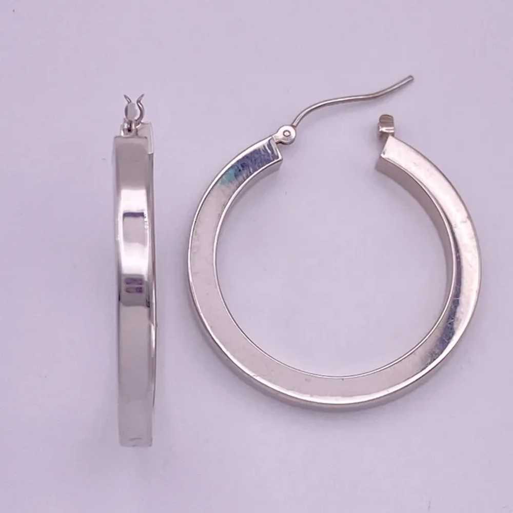 Classic Hoop Earrings 14K White Gold 1-1/4" Length - image 2