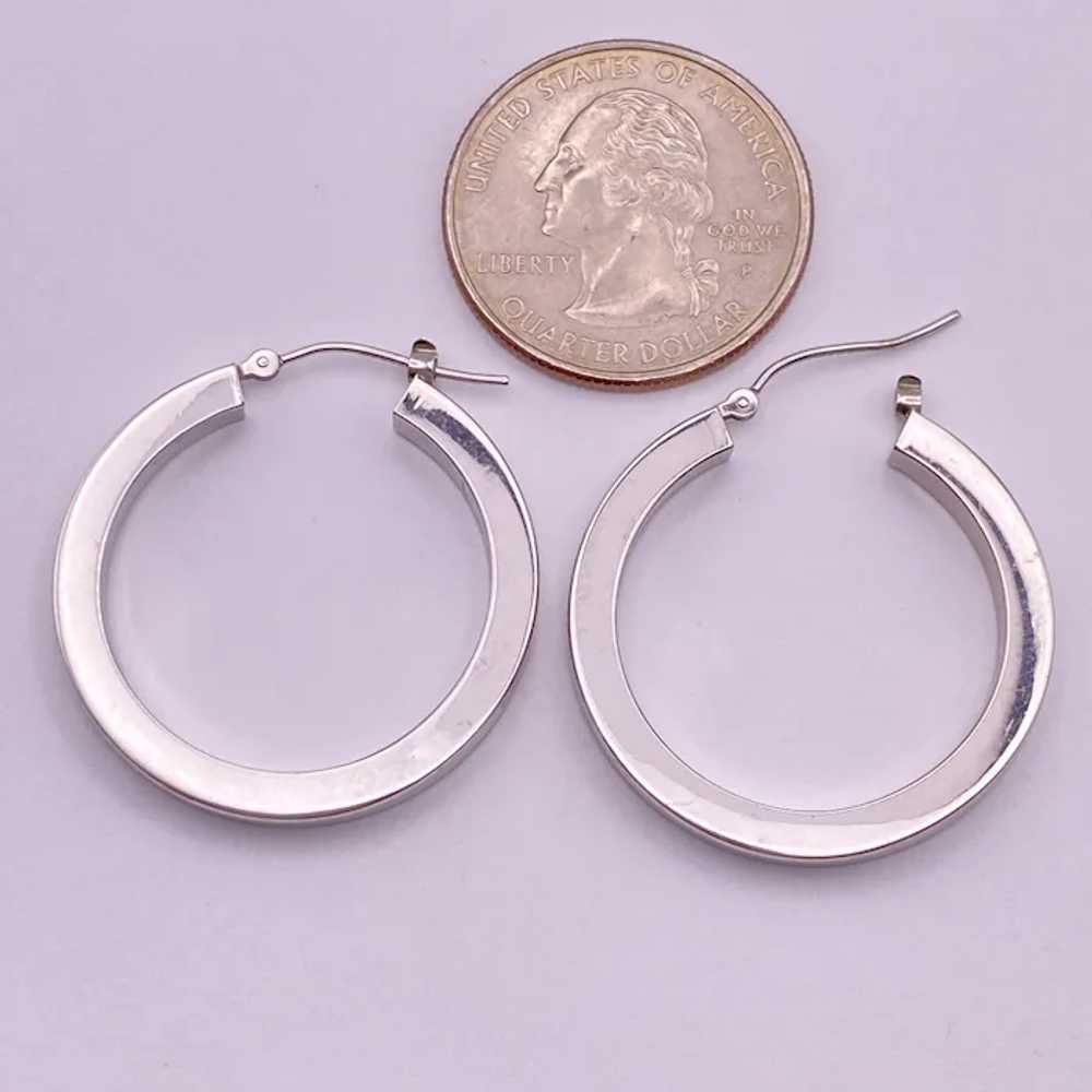Classic Hoop Earrings 14K White Gold 1-1/4" Length - image 3
