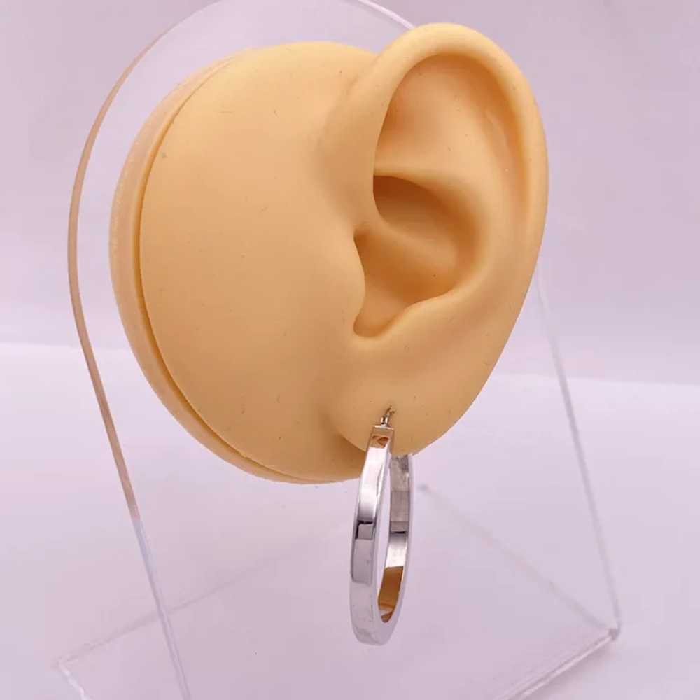 Classic Hoop Earrings 14K White Gold 1-1/4" Length - image 4