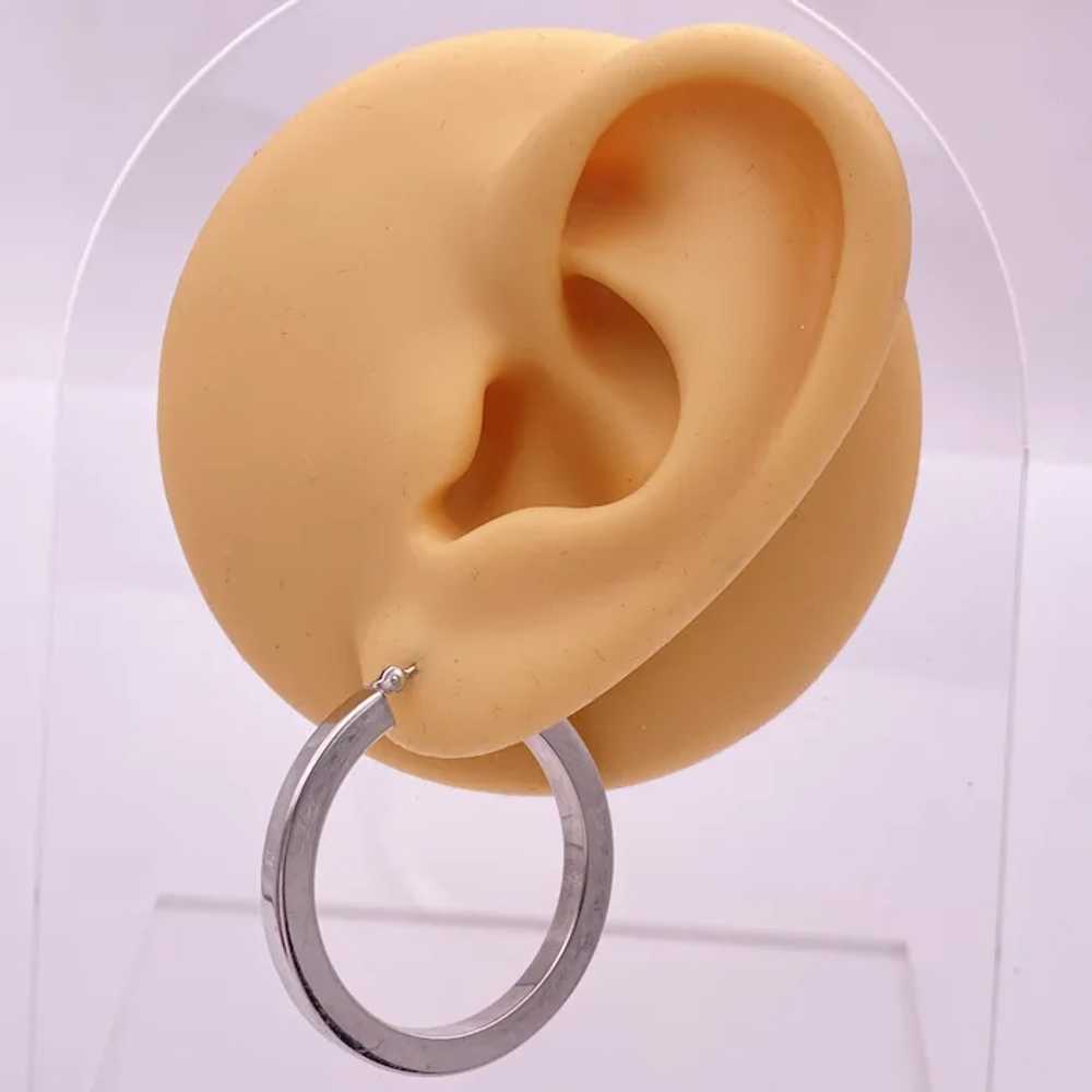 Classic Hoop Earrings 14K White Gold 1-1/4" Length - image 5