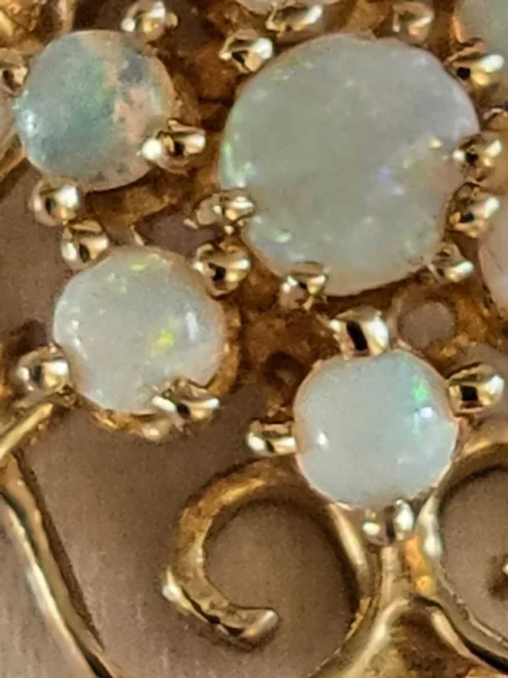 14K Yellow Gold Opal Drop Chandelier Pendant for … - image 6