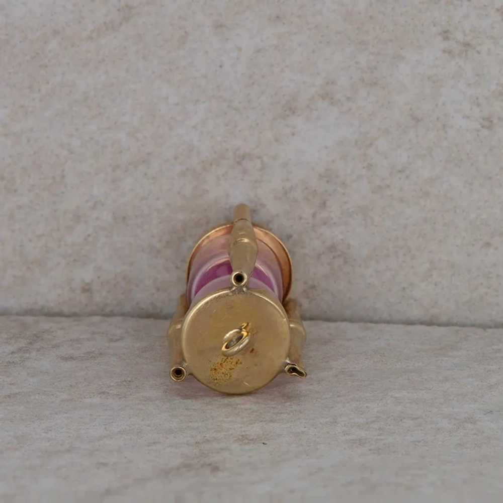 14k Yellow Gold Hourglass Red Sand Charm/Pendant - image 3