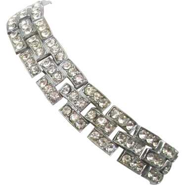Art Deco Rhinestone Link Bracelet - image 1