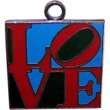 Dated 1966 Silverplate Enamel Charm - LOVE by Rob… - image 1
