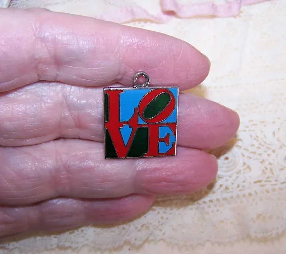 Dated 1966 Silverplate Enamel Charm - LOVE by Rob… - image 2