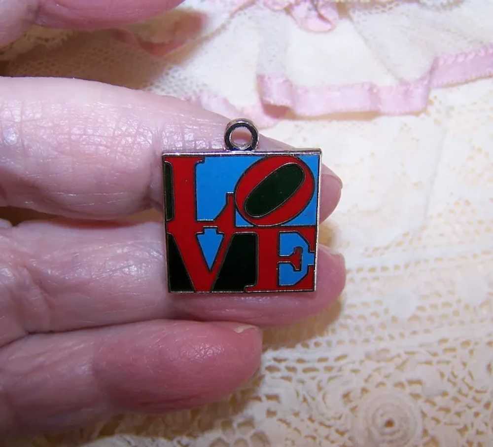 Dated 1966 Silverplate Enamel Charm - LOVE by Rob… - image 3