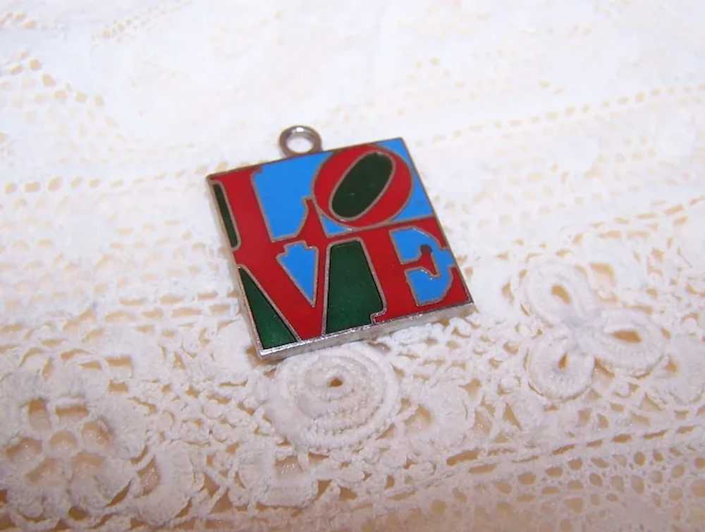 Dated 1966 Silverplate Enamel Charm - LOVE by Rob… - image 4