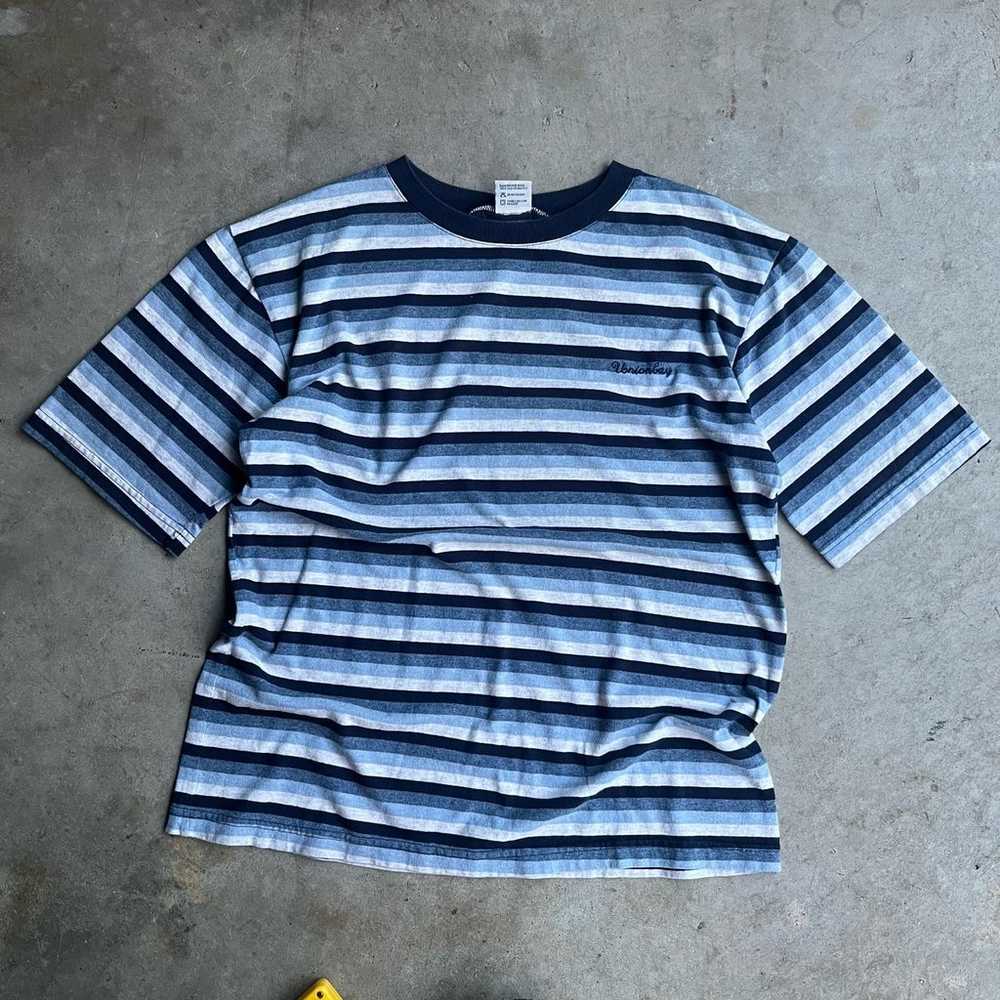 vintage 90s UNIONBAY Blue and white striped skate… - image 1