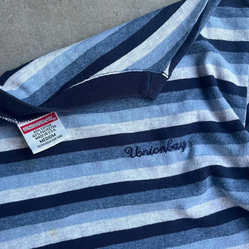 vintage 90s UNIONBAY Blue and white striped skate… - image 2