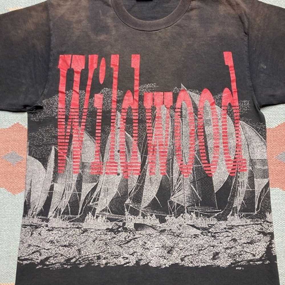 Vintage 90s all over print t shirt wildwood New J… - image 2