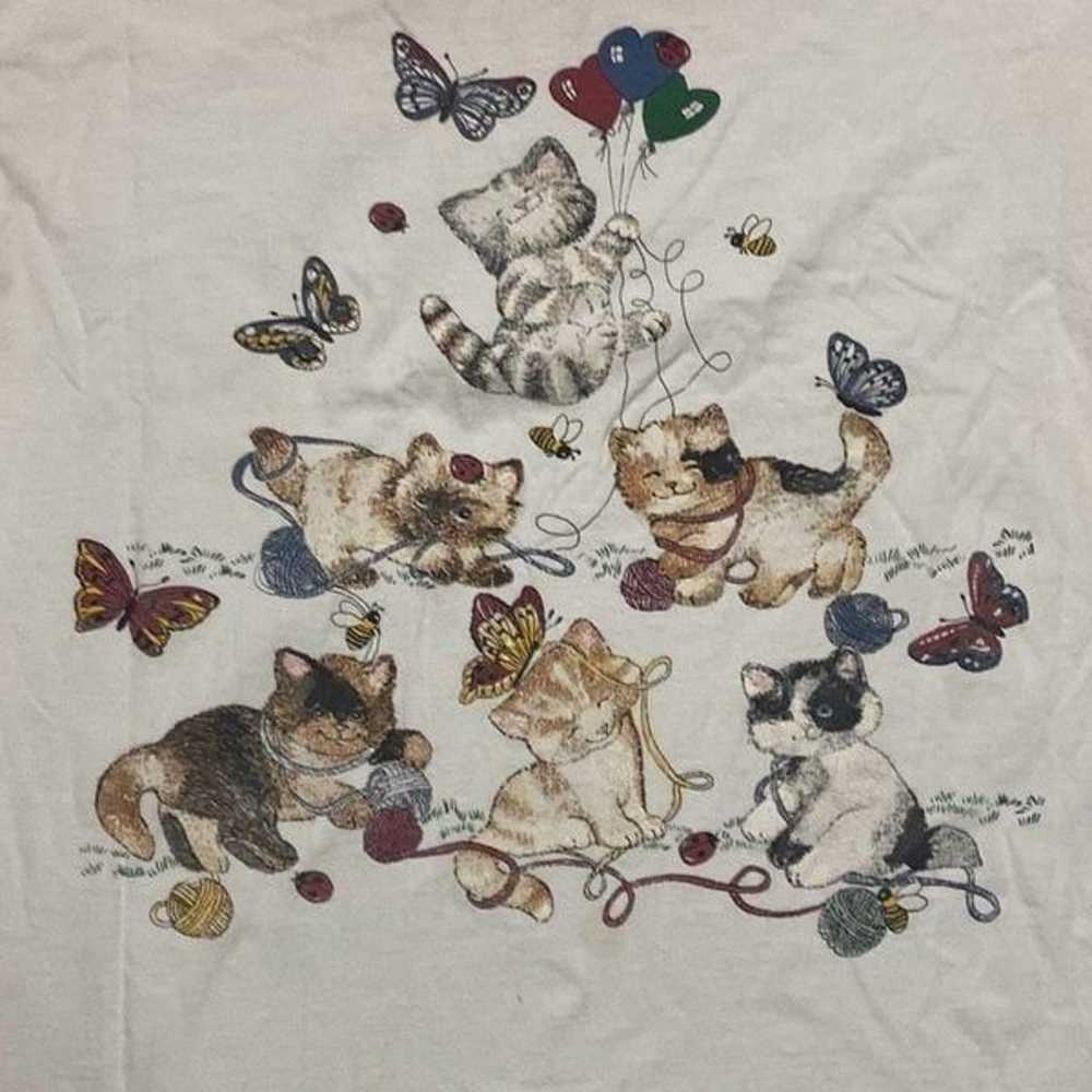 Vintage ANVIL Tag T Shirt Cute Kitten Cat Yarn Bu… - image 1