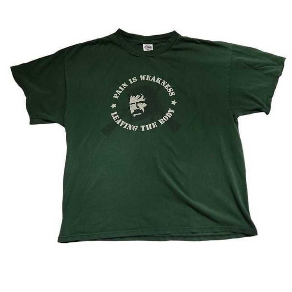 Men's Green Vintage Chuck Norris Short Sleeve Shi… - image 1