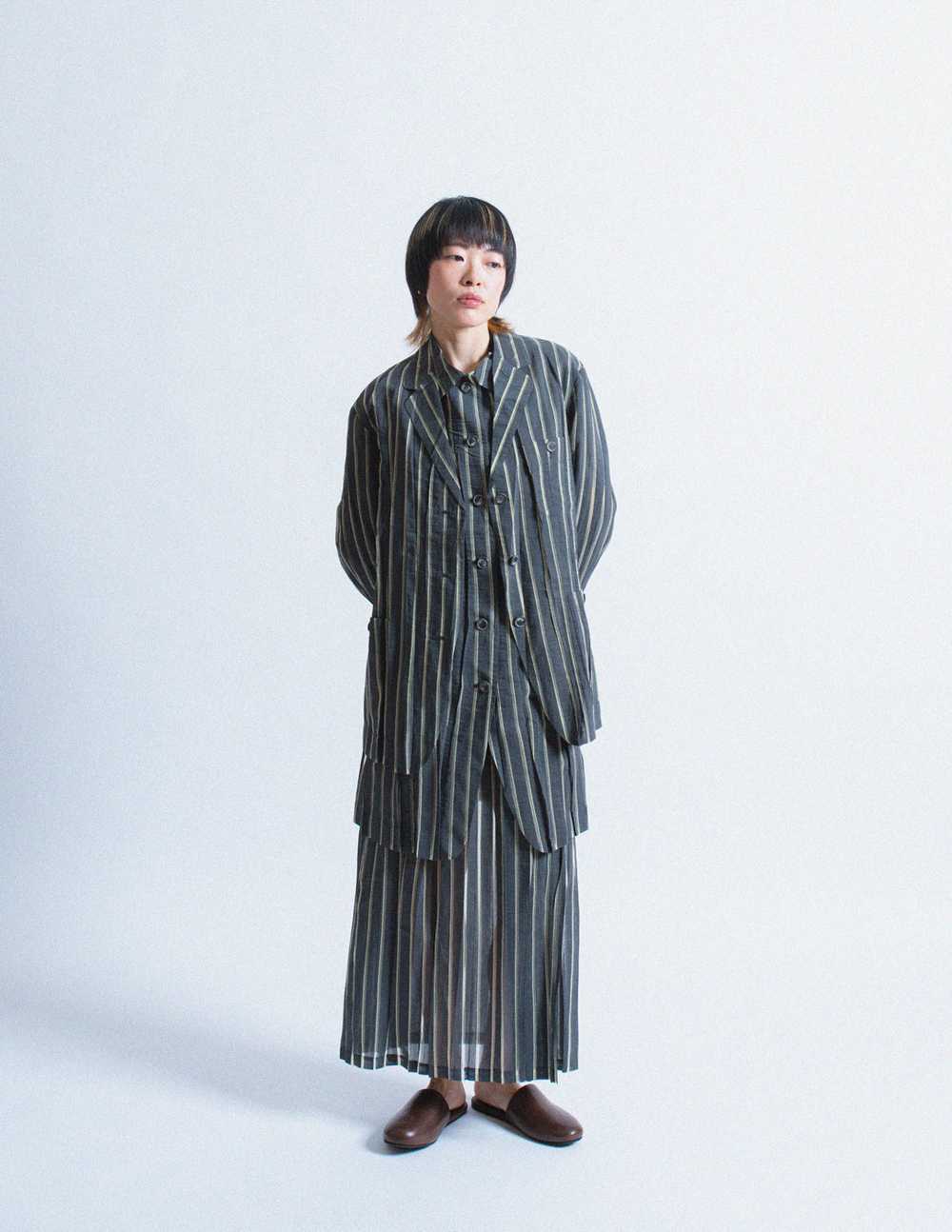 Issey Miyake vintage sheer striped wool blazer - image 2