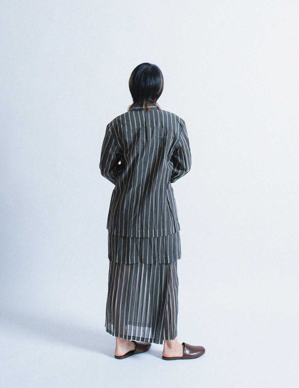 Issey Miyake vintage sheer striped wool blazer - image 3