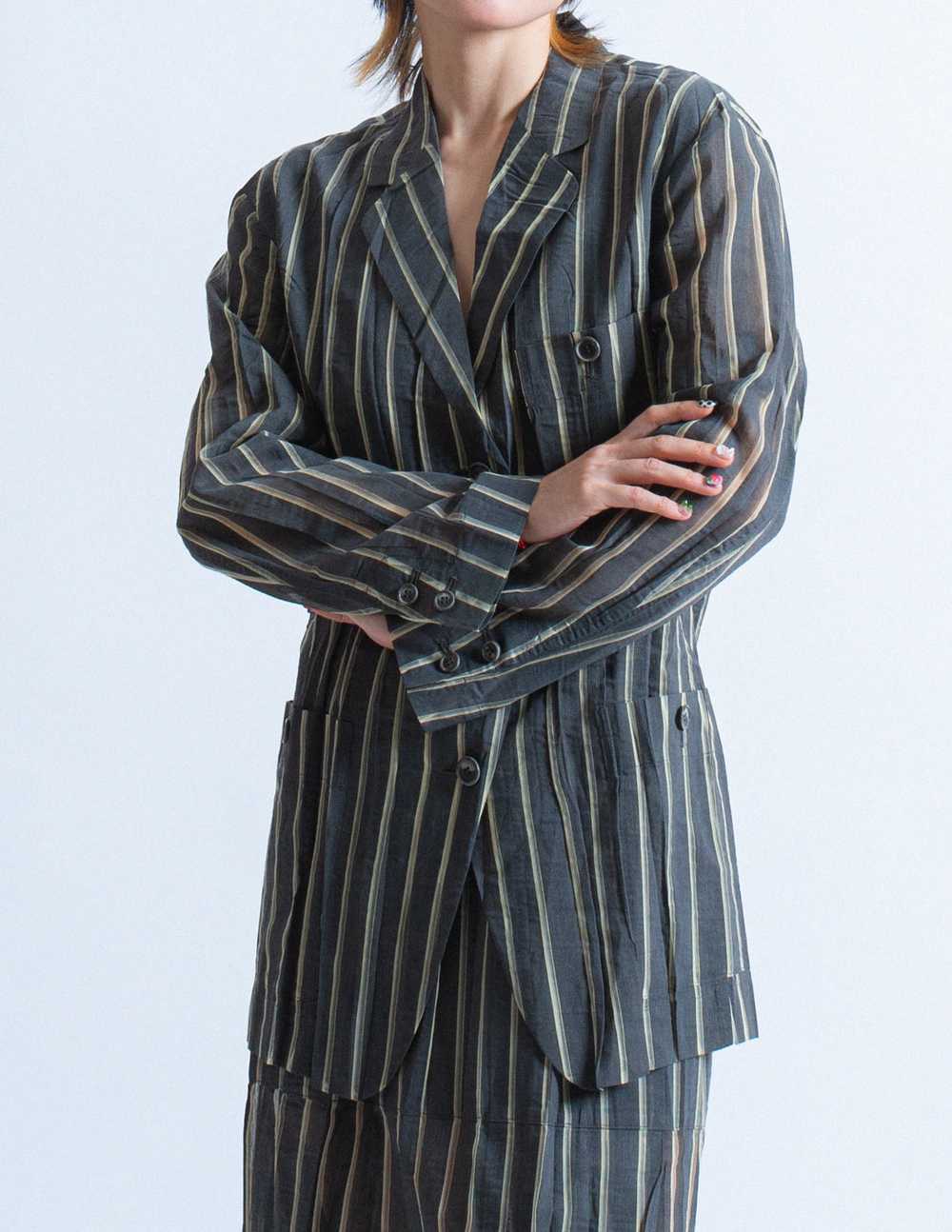 Issey Miyake vintage sheer striped wool blazer - image 6